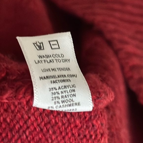 Marine Layer Crimson Red Addison Knit Wool Cashmere‎ Turtleneck Mini Dress Sz XS - Picture 7 of 8